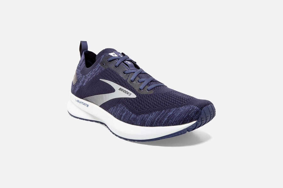 Brooks Running Shoes - Levitate 4 Road Mens - Navy/Grey/White - IYR-038597